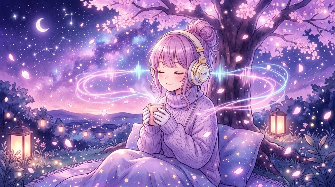 FA-ASMR 原仓库主题插画：戴耳机的角色与声波图案