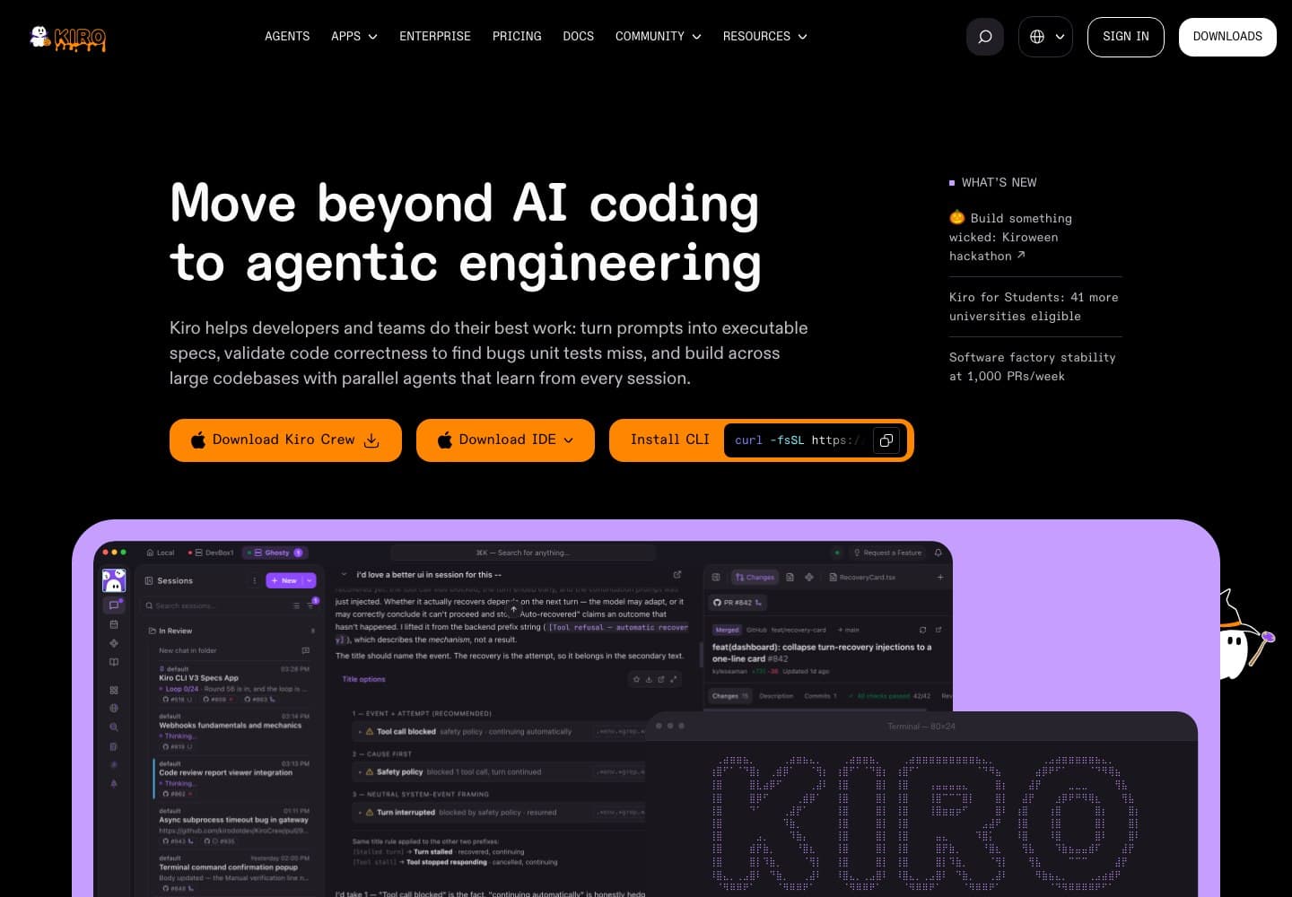 Kiro 公开首页截图